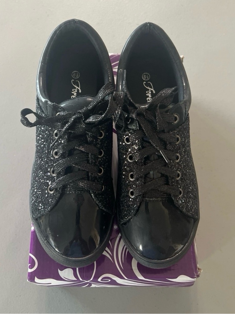 Women’s Black Glitter Lace-Up Shoes Size 8.5